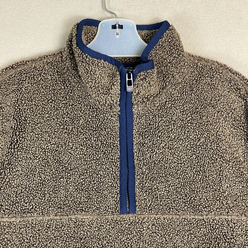 Vineyard Vines Sweater Mens M Brown 1/4 Zip Nantucket Sherpa Fleece Mock Neck - Picture 2 of 12